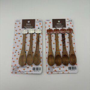 Brother Sister Design Studio Fall Tableware Enamel Wood Spoons, Pumpkins, 7ct